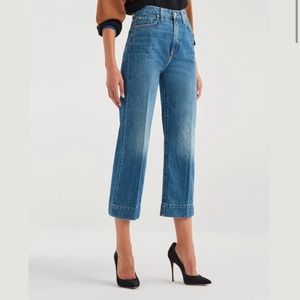 7FAM Baby Jo High Rise Wide Leg Cropped Jeans Blue
